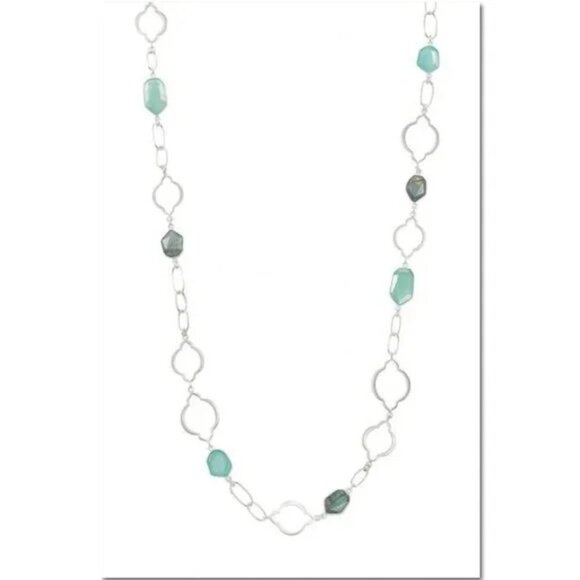Stella & Dot SILVER Arabesque Labradorite Link Necklace - Picture 4 of 8
